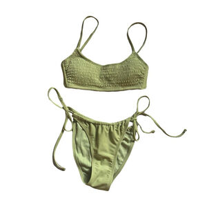 Sage green ruched high leg bikini